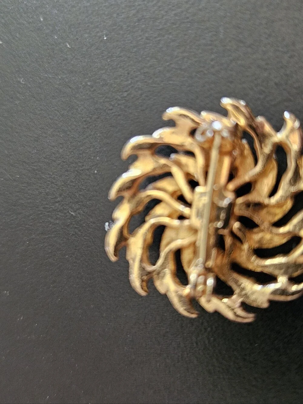 Gold-Tone Floral Swirl Brooch with Pink and Turquoise Stones
